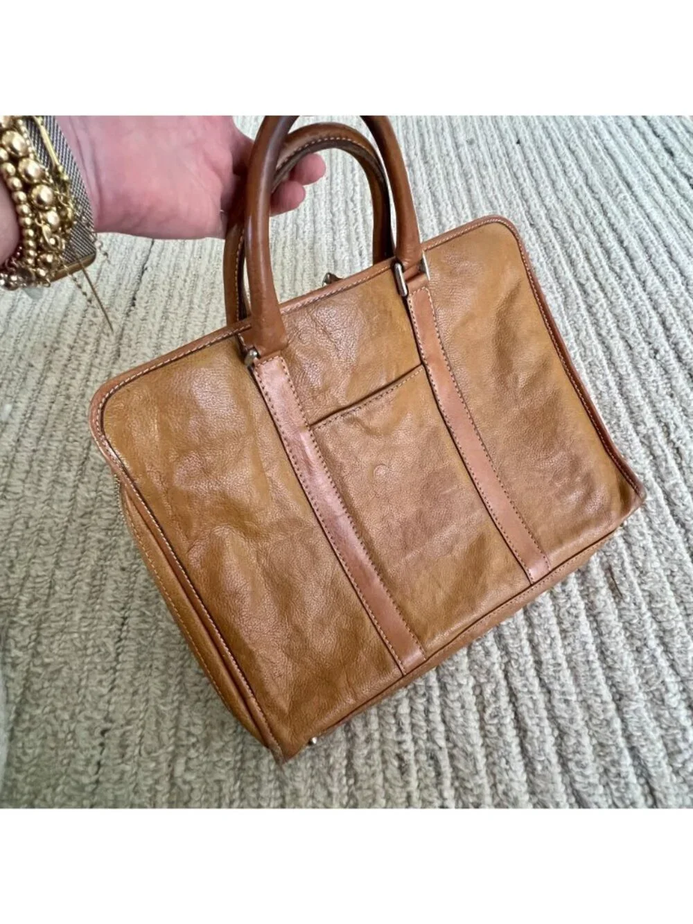 Vintage Artisan Leather Briefcase Unisex Full Grain Patina Bag Filson Academia - Picture 13 of 16